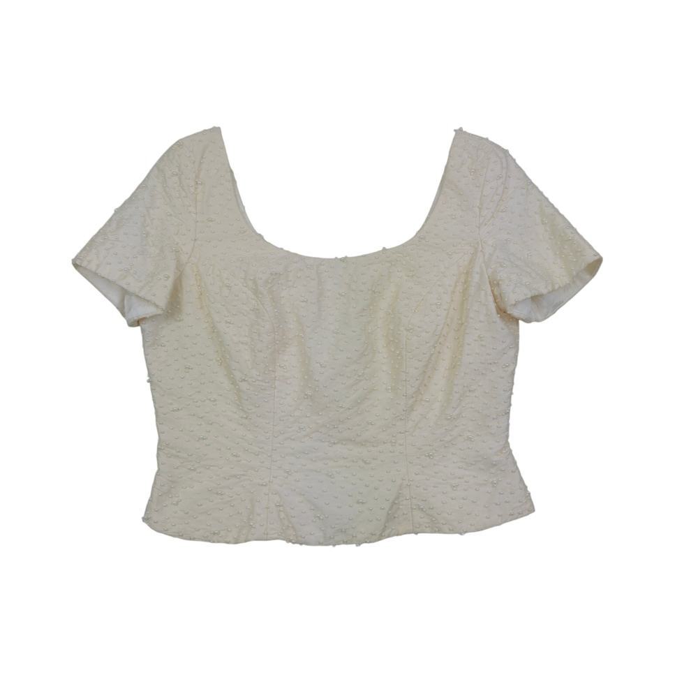 Watters & Watters 100% Raw Silk Pearl Detail Cropped Dressy Top Women's Size 4